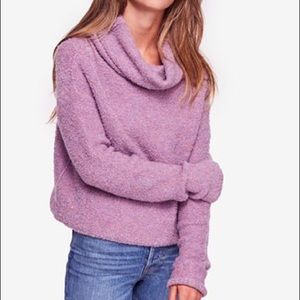 Free People Fuzzy Cowl-Neck Turtleneck Sweater XS